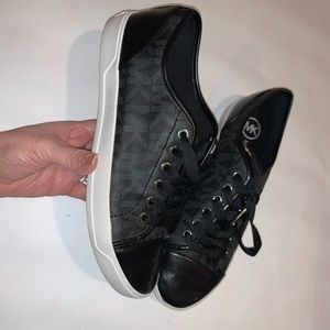 MK Michael Kors black sneakers tennis shoes logo 8